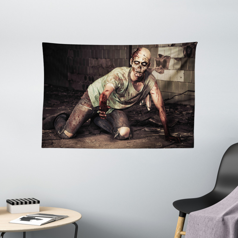 Scary Bloody Man Wide Tapestry