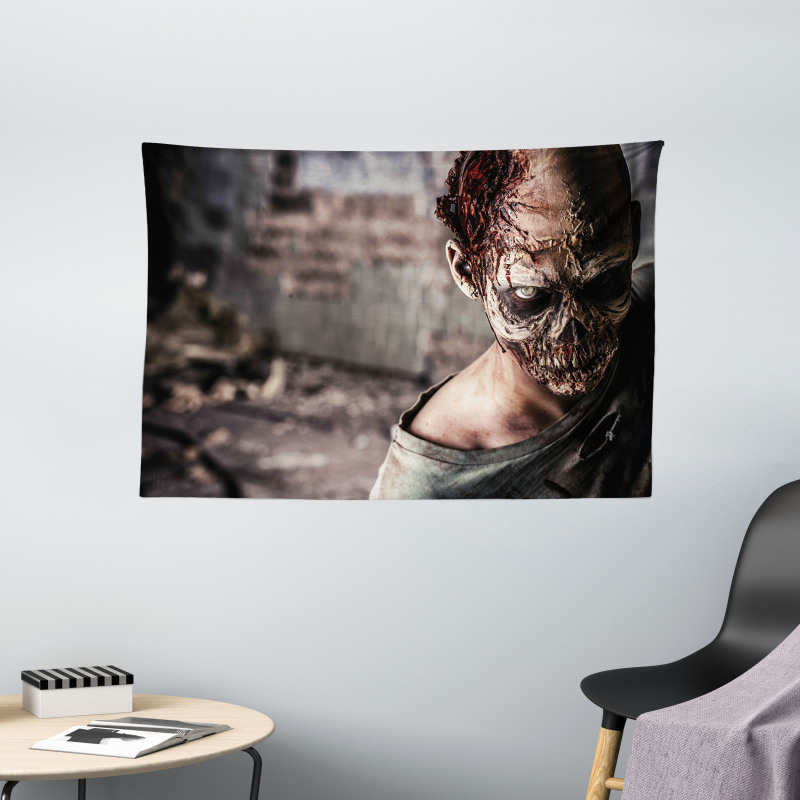 Creepy Look Killer Wide Tapestry