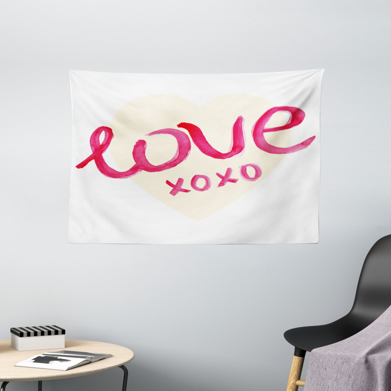 Heart Letters Love Wide Tapestry