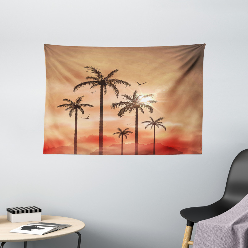 Palms Dramatic Sky Wide Tapestry