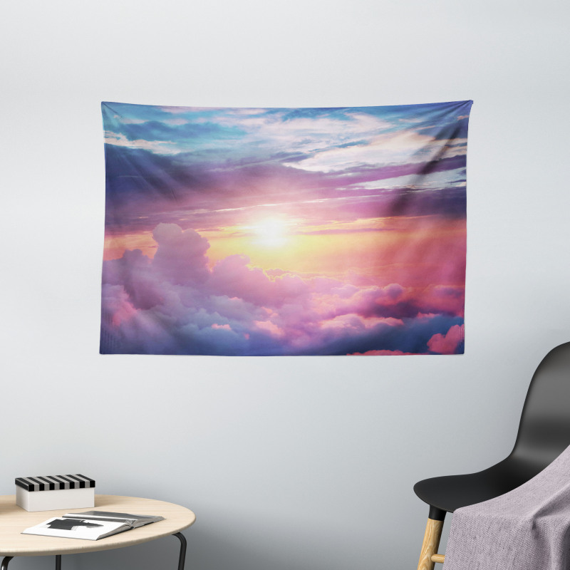 Surreal Sky Fluffy Clouds Wide Tapestry