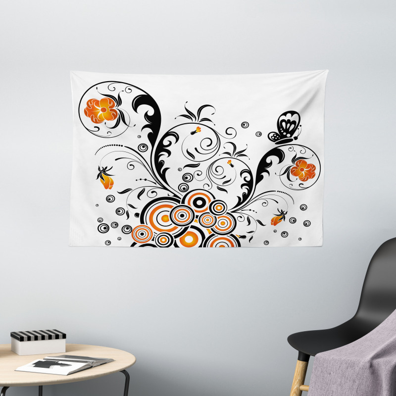 Circular Petals Butterfly Wide Tapestry