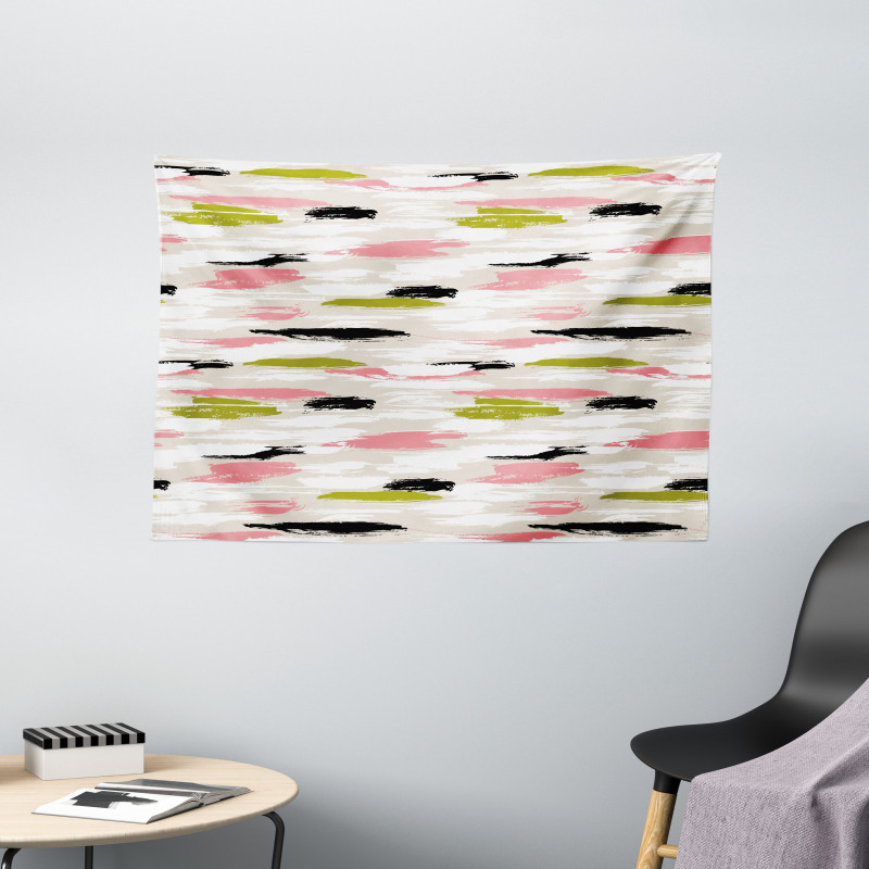 Thick Brushstrokes Stripes Wide Tapestry