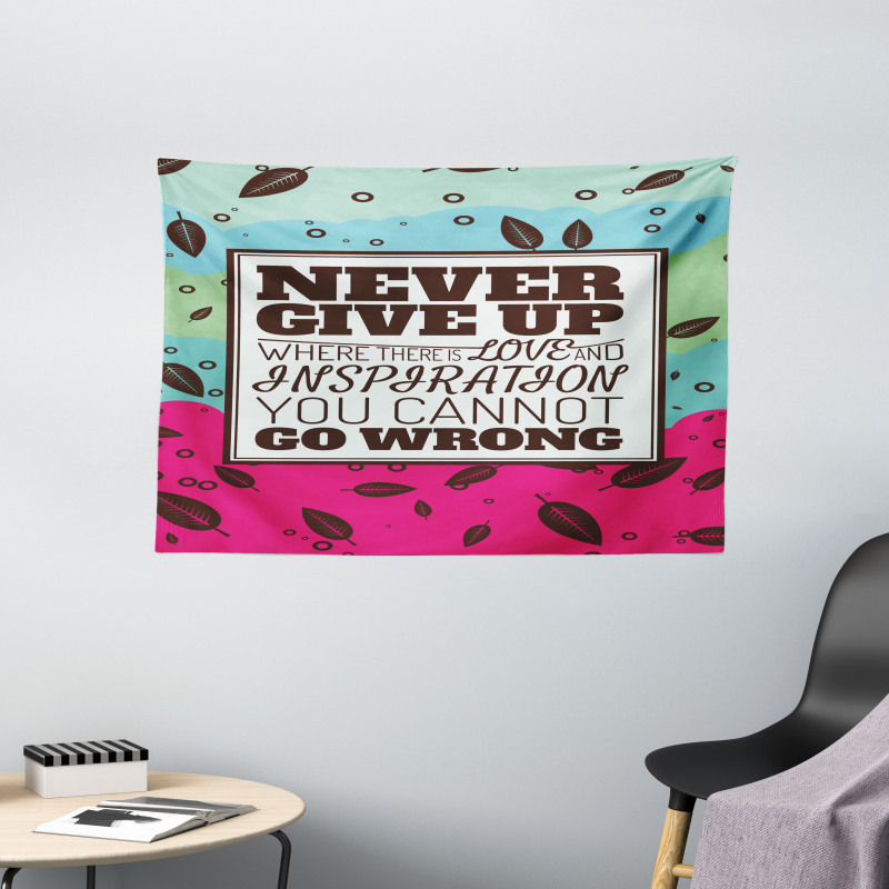 Never Give up Frame Retro Wide Tapestry