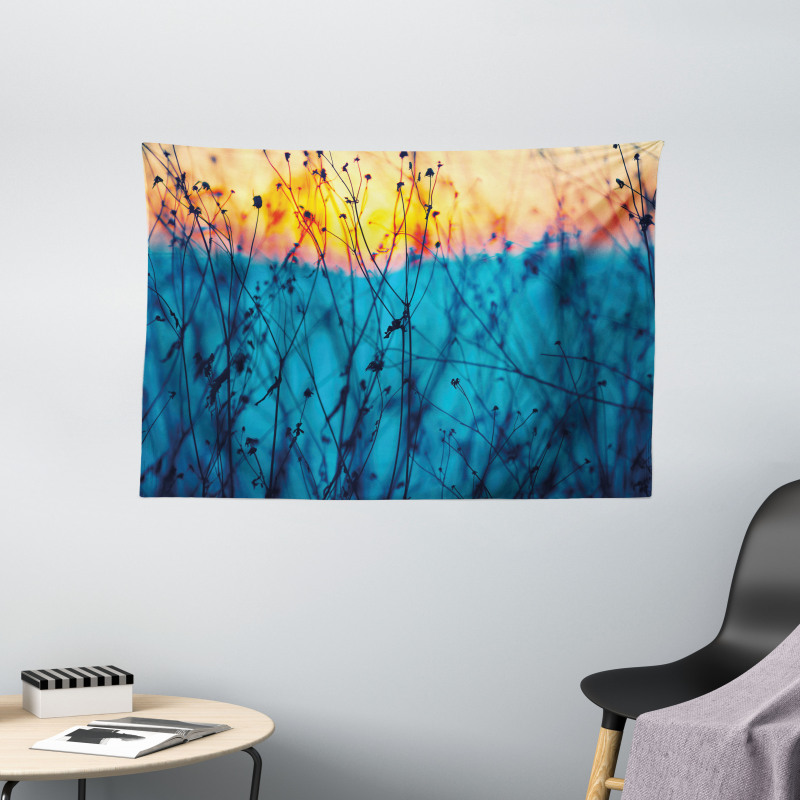 Autumn Dried Flowers Wide Tapestry