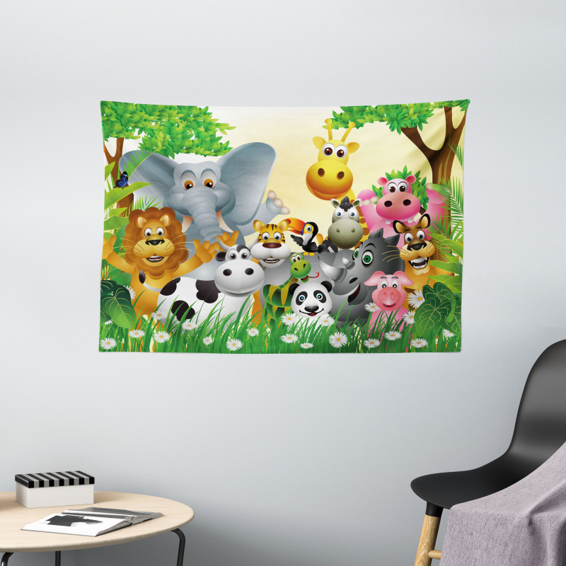 Animals Jungle Wide Tapestry
