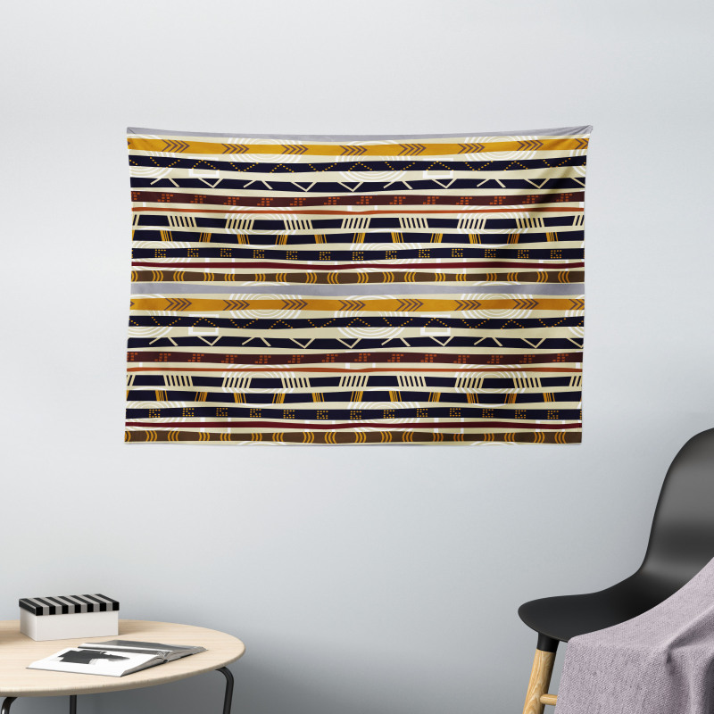 Trippy Geometric Figures Wide Tapestry