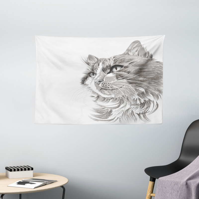 Cat Portrait Kitten Wide Tapestry