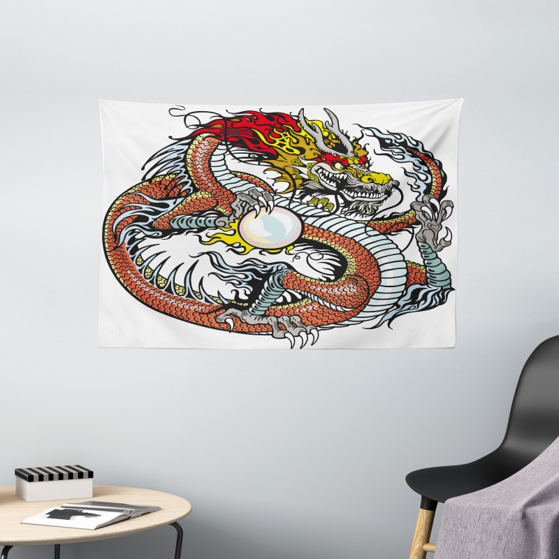 Chinese Zodiac Signs Wide Tapestry
