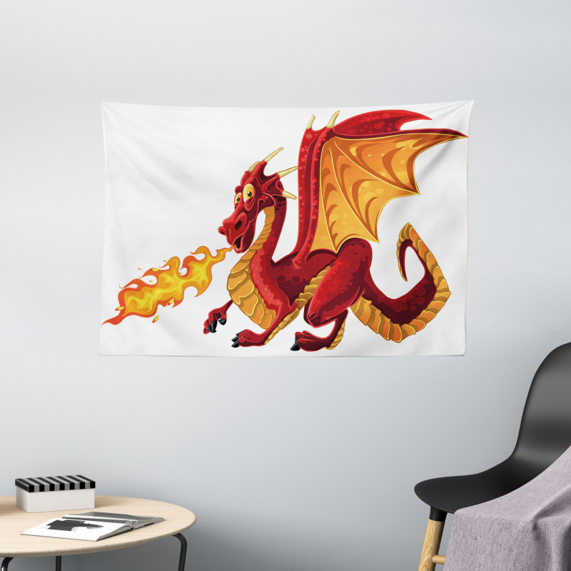 Funny Mascot Cartoon Wide Tapestry