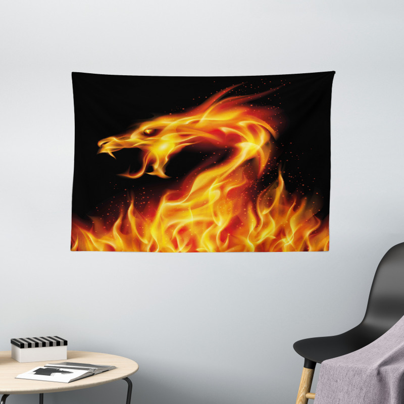 Abstract Fiery Creature Wide Tapestry