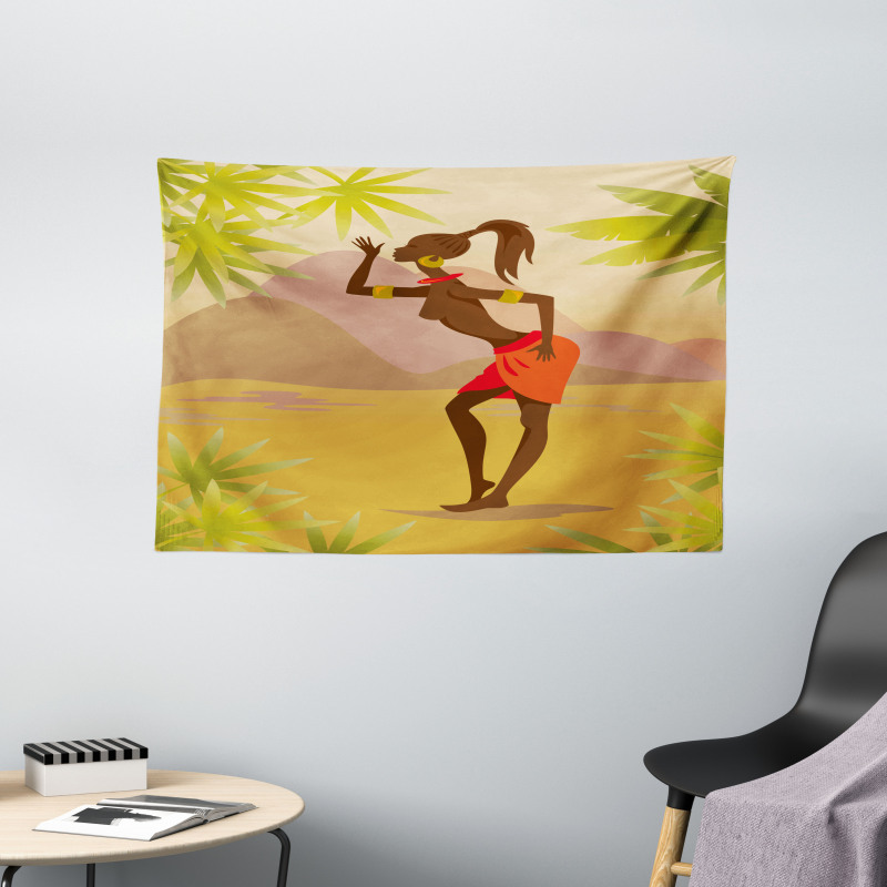 Young Girl Exotic Wide Tapestry