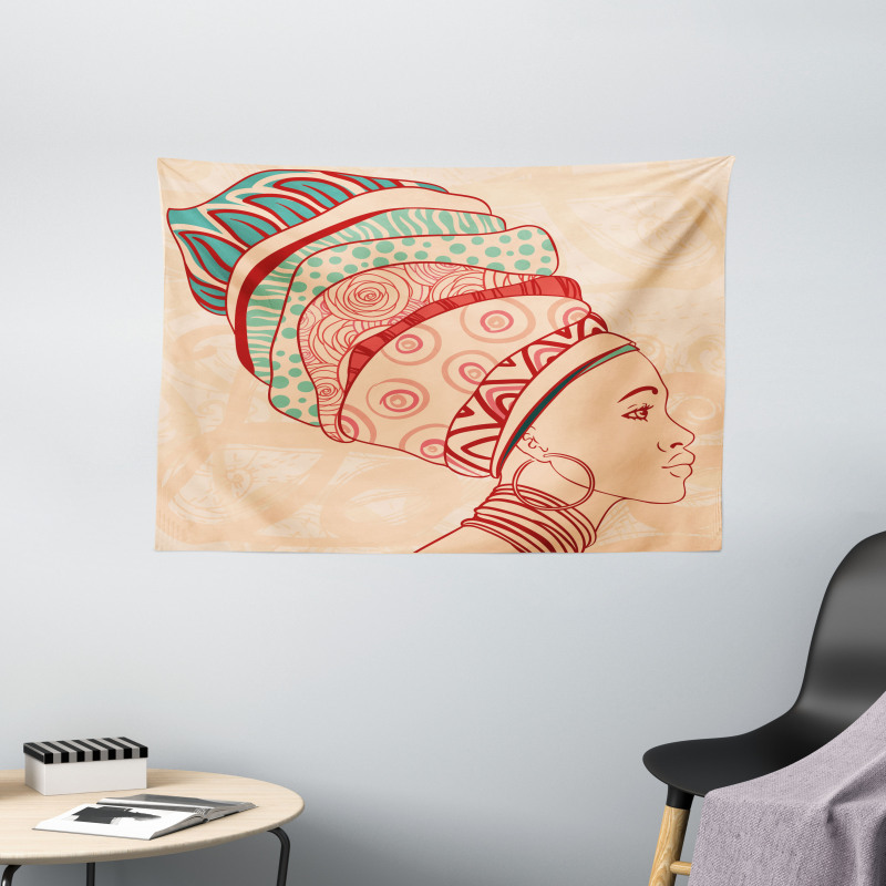 Female Turban Wide Tapestry