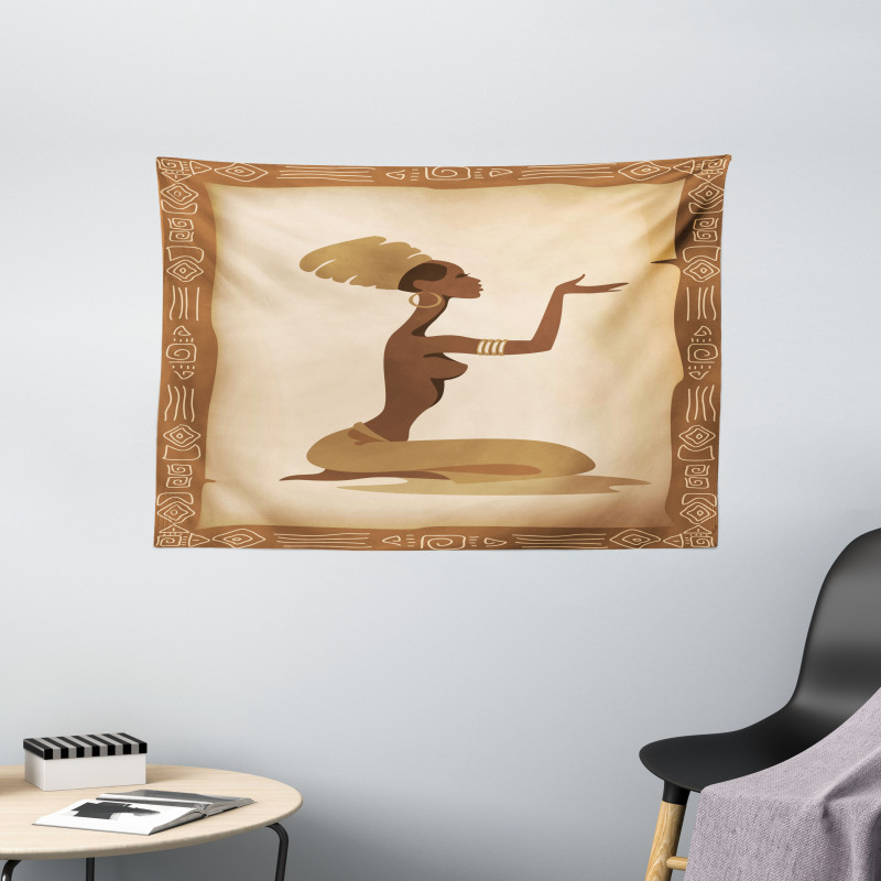 Lady Hand Gesture Wide Tapestry
