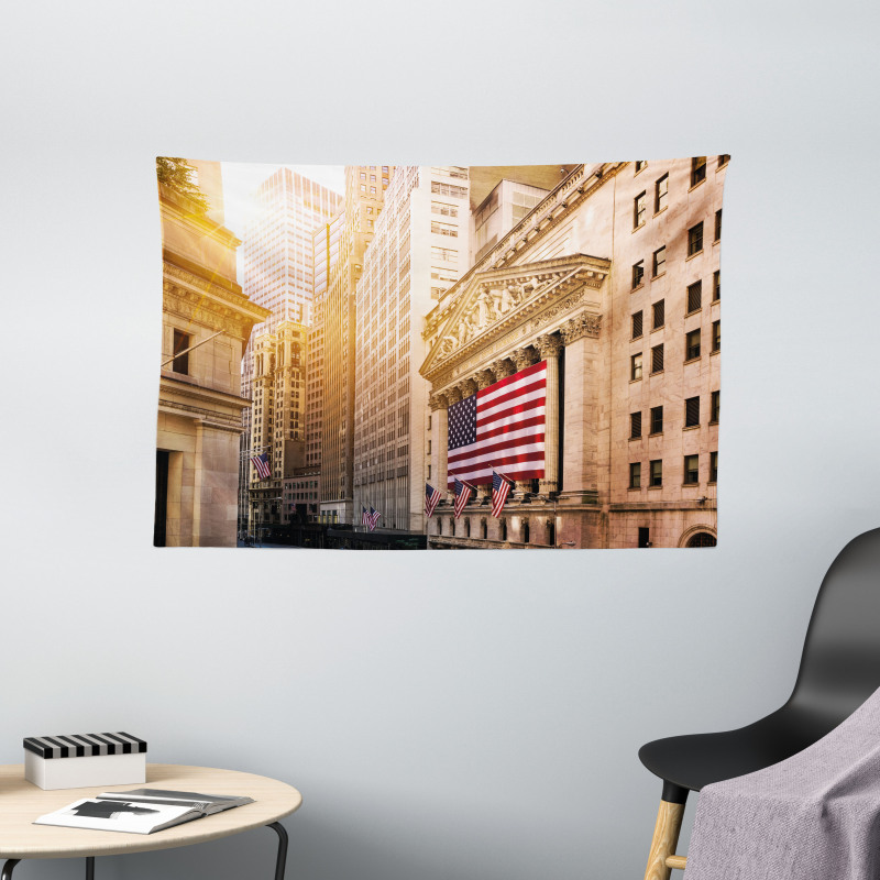 Wall Street Flags Wide Tapestry