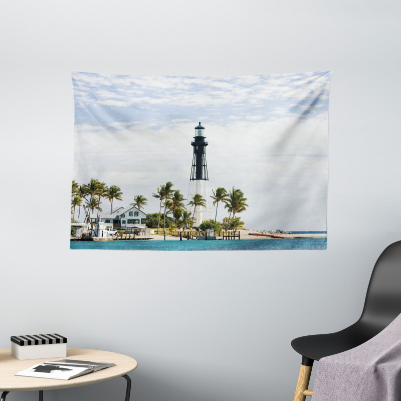 Lighthouse Palms Wide Tapestry