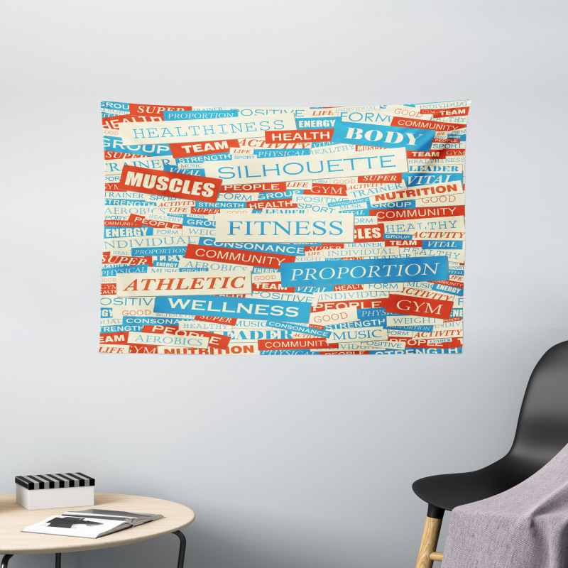 Words Bodycare Collage Wide Tapestry