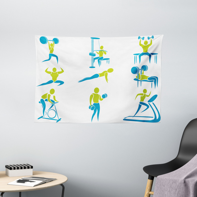 Gym Activity Equipment Wide Tapestry