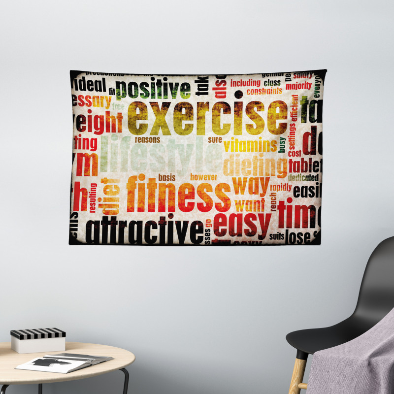 Grunge Frame with Words Wide Tapestry