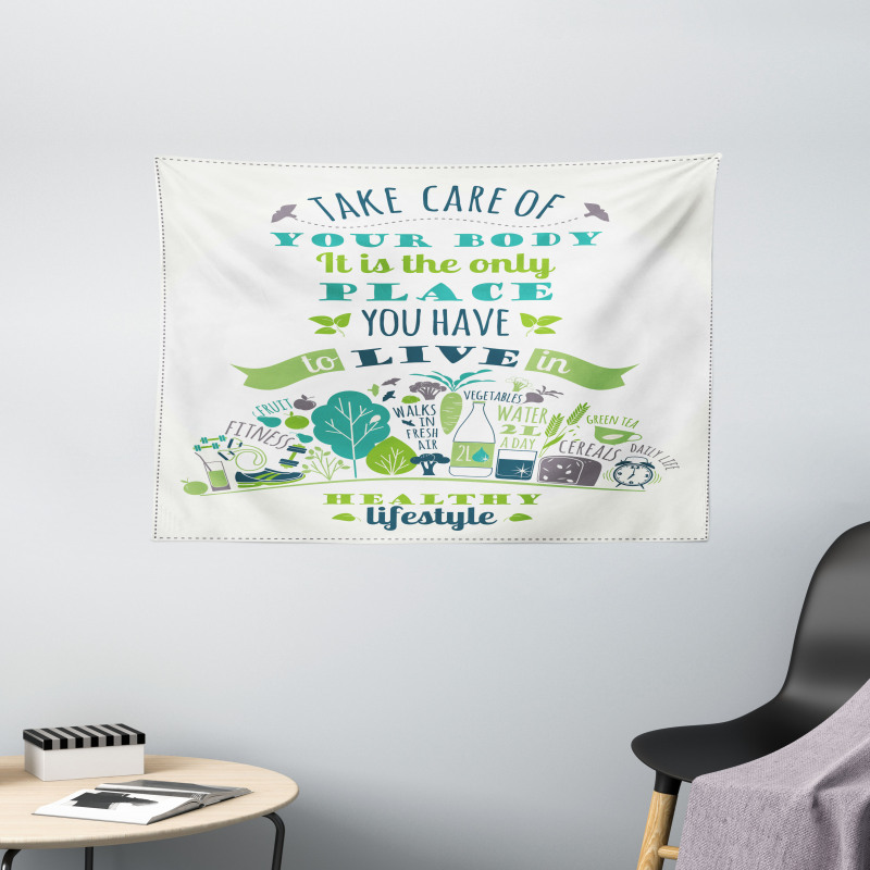 Positive Life Phrase Wide Tapestry