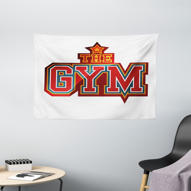 Vibrant Gym Sign Star Wide Tapestry