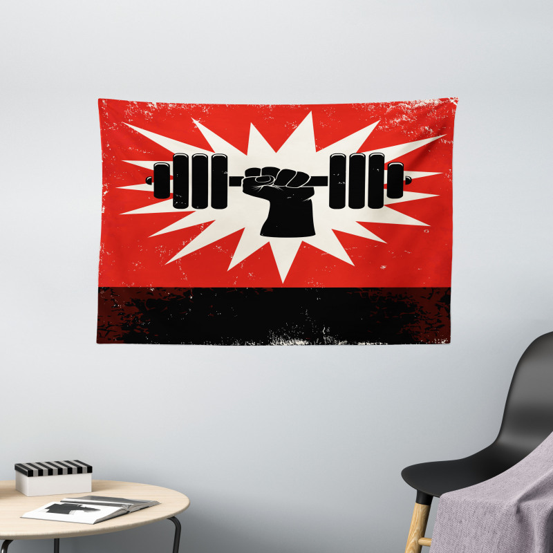 Grunge Dumbbell Lift Wide Tapestry