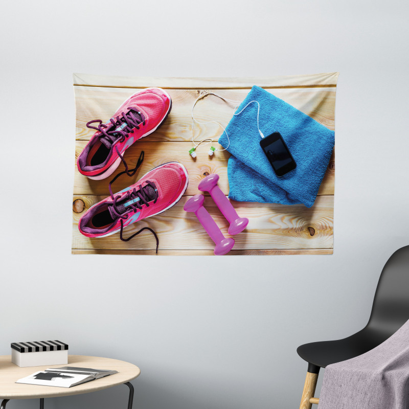 Women's Gym Equipment Wide Tapestry