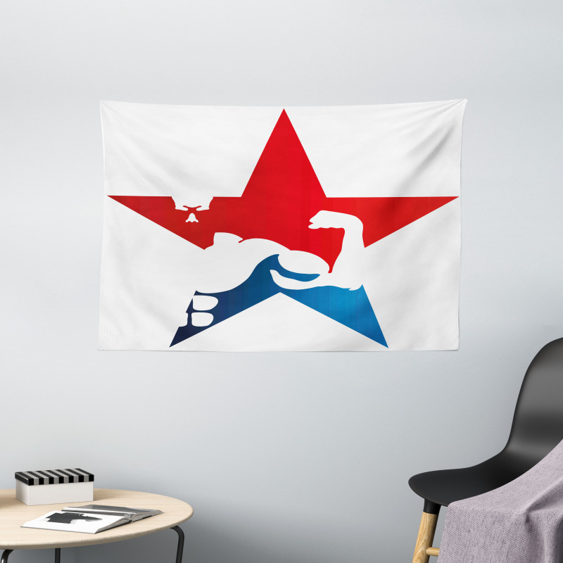 Athlete Silhouette Star Wide Tapestry