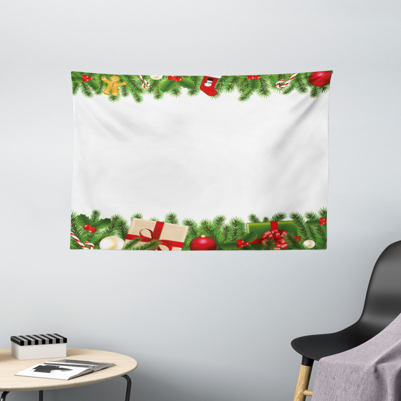 Classic Tree Garland Wide Tapestry
