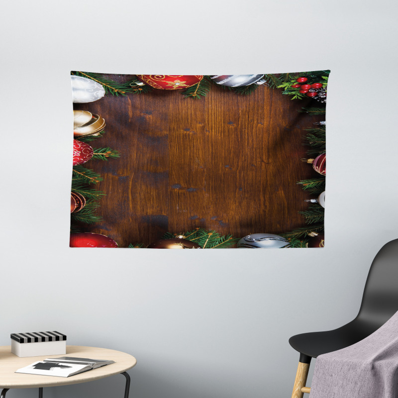 Rustic Home Baubles Wide Tapestry
