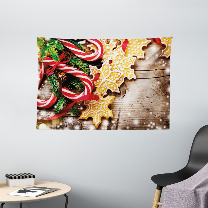 Cookies Candy Canes Wide Tapestry