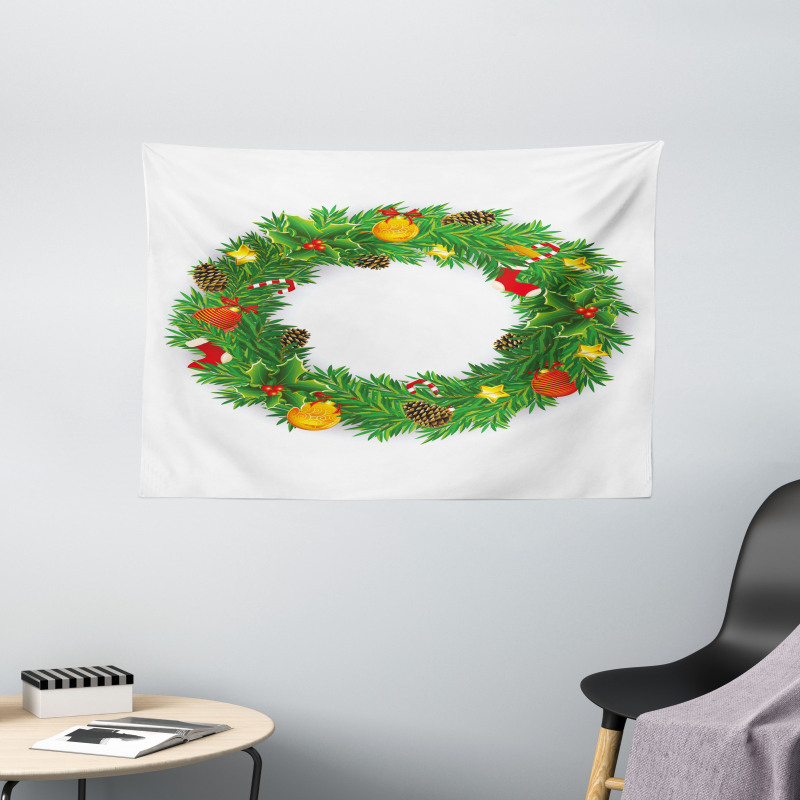 Dressed Wreath Wide Tapestry