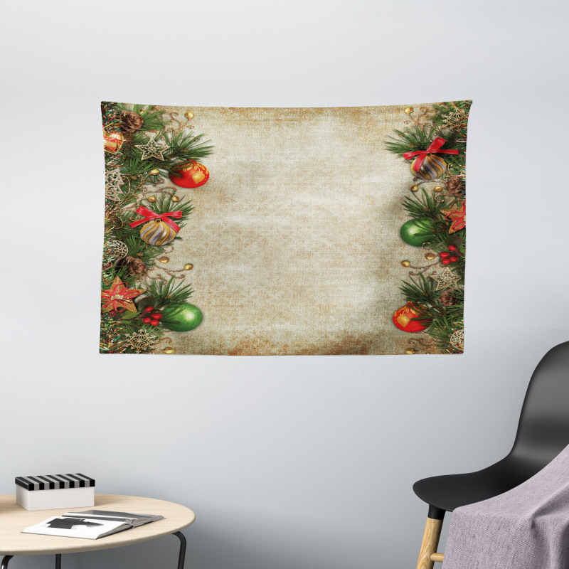 Retro Frame Old Days Wide Tapestry
