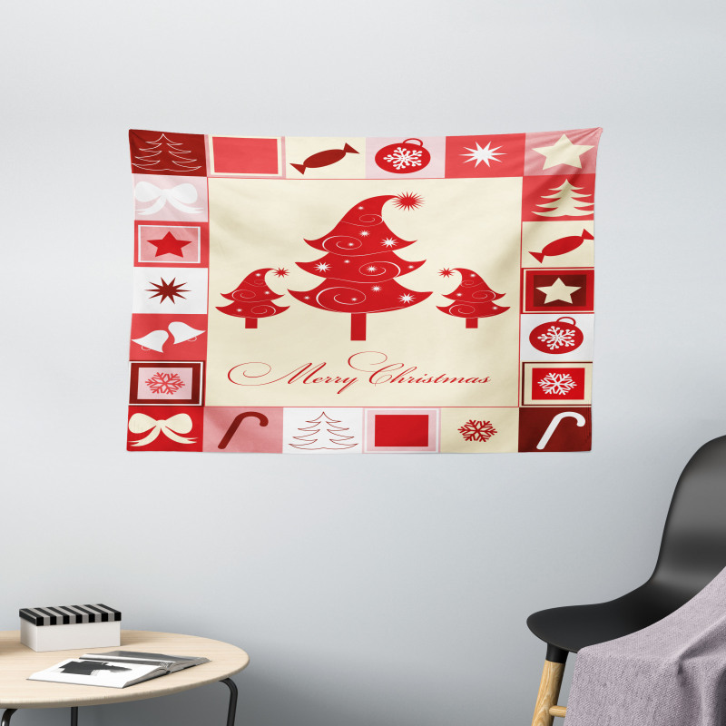 Trees Candy Stars Wide Tapestry