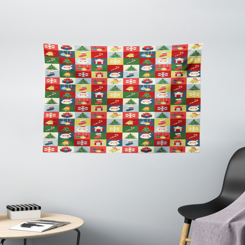 Santa Surprise Boxes Wide Tapestry