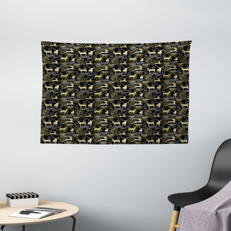 Oriental Deer Wide Tapestry