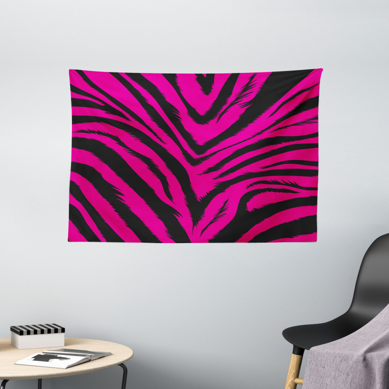 Hot Pink Zebra Skin Wide Tapestry