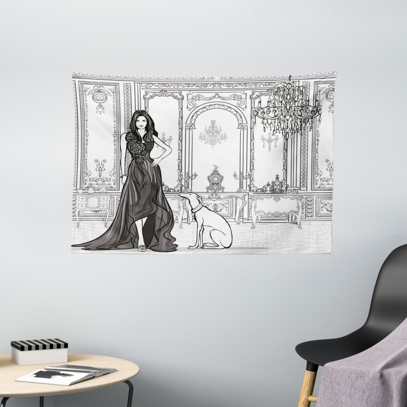 Fashion Woman Victorian Wide Tapestry