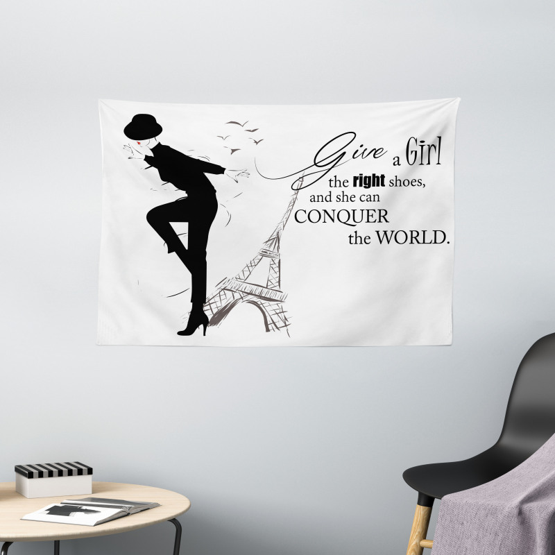 Dancing Woman Words Wide Tapestry