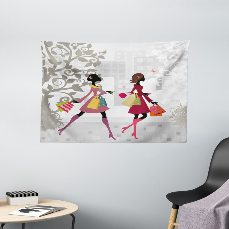 Retro Streets Urban Wide Tapestry