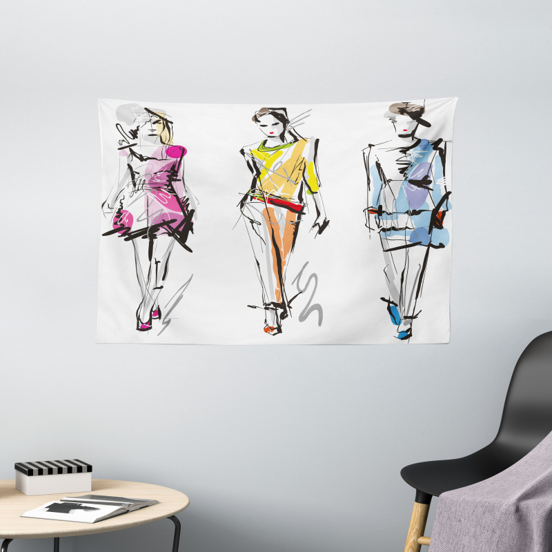 Fashion Models Art Wide Tapestry