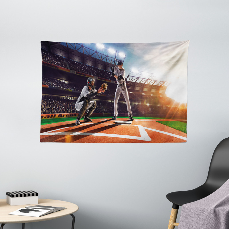 Baseball Player Game Wide Tapestry