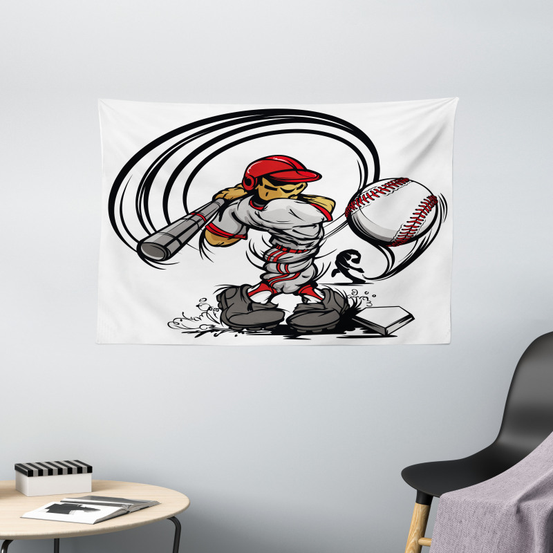 Cartoon Player Kids Wide Tapestry