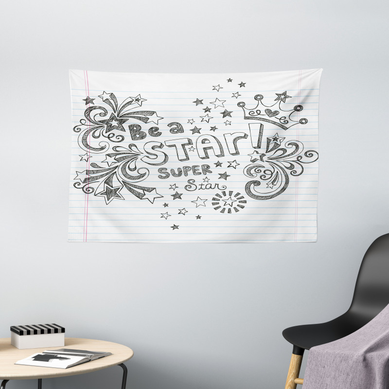 Be Super Star Phrase Wide Tapestry