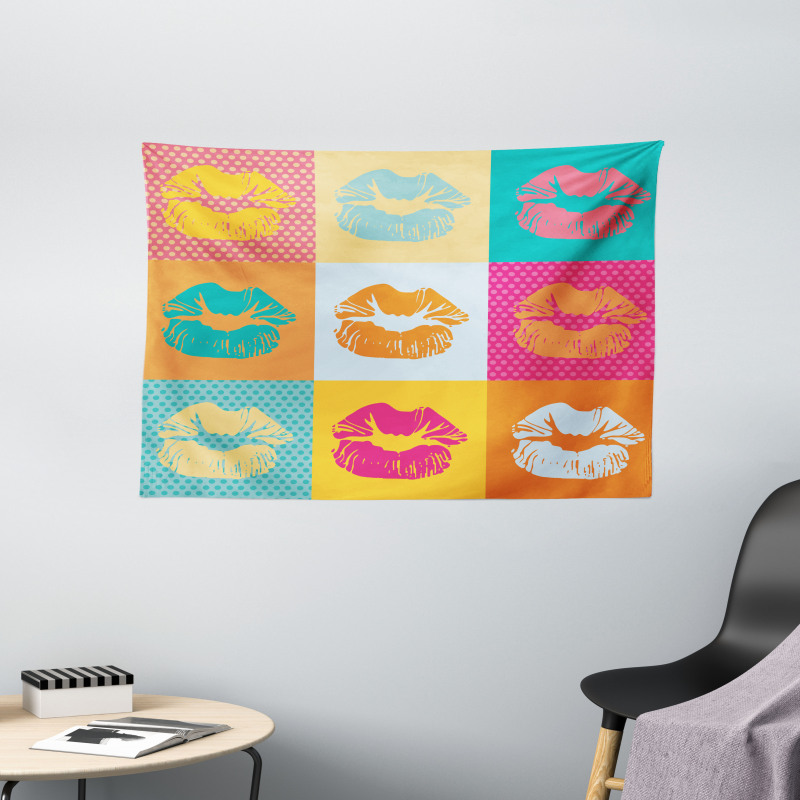 Fashion Kiss Love Design Wide Tapestry