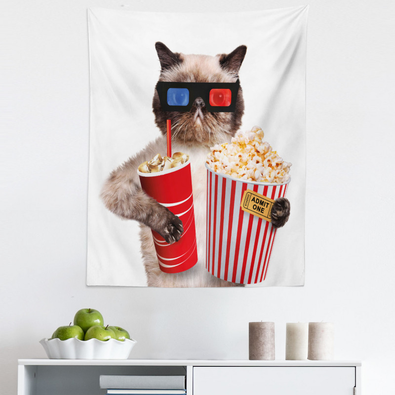 Komedi Mikrofiber Duvar Halısı Sinemadaki Kedi