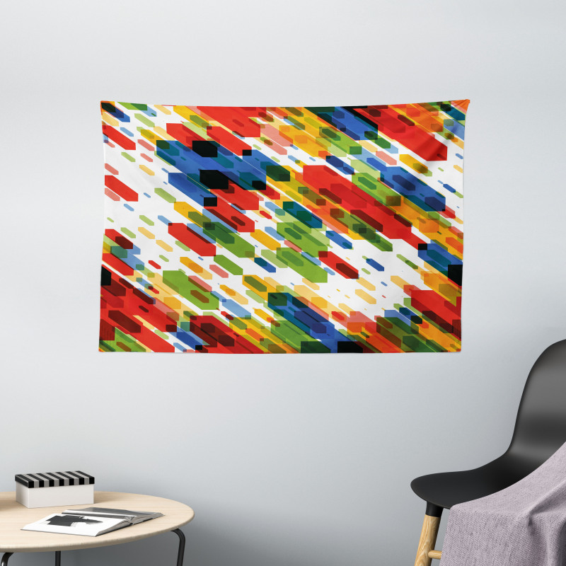 Diagonal Geometric Vibrant Wide Tapestry