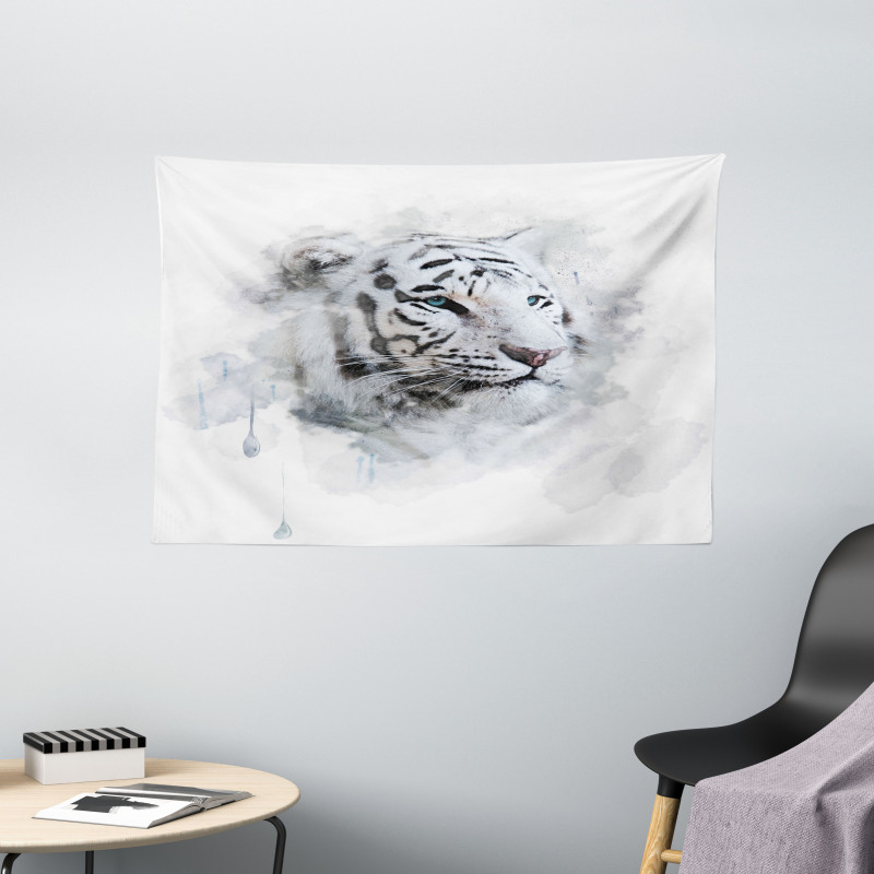 White Tiger Portrait Wide Tapestry