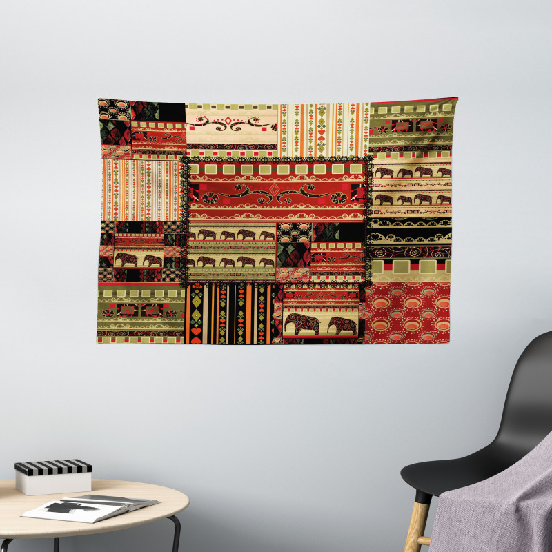Patchwork Style Asian Wide Tapestry