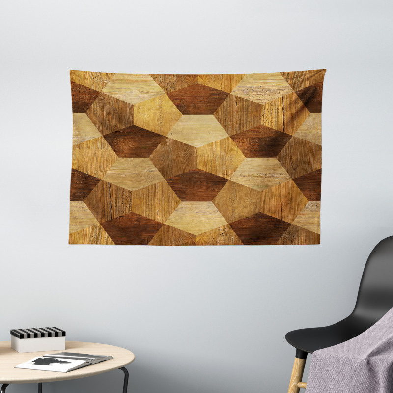 Wooden Rustic Pattern Wide Tapestry